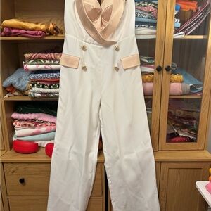 Fashion Nova White and Cream Jumpsuit